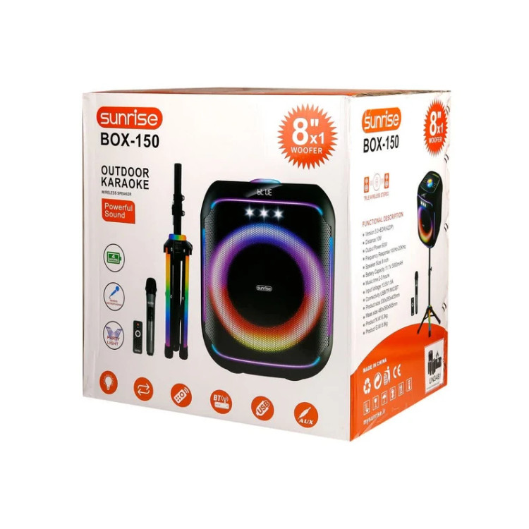 اسپیکر بلوتوثی سانرایز مدل پایه رقص نور دار BOX-150