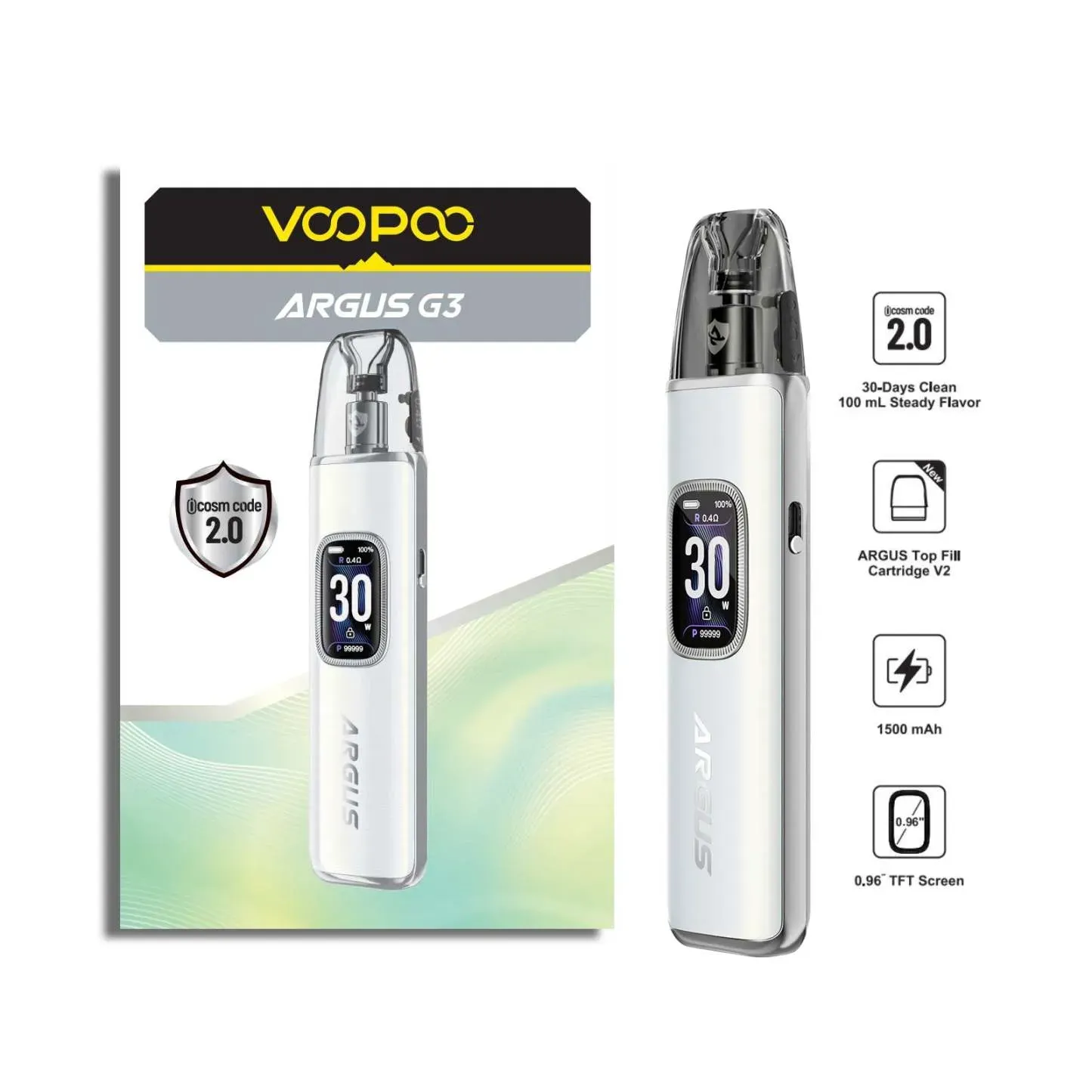 ویپ پاد آرگاس جی 3 کمپانی ووپو سفید | VOOPOO Argus G3 Pod Kit